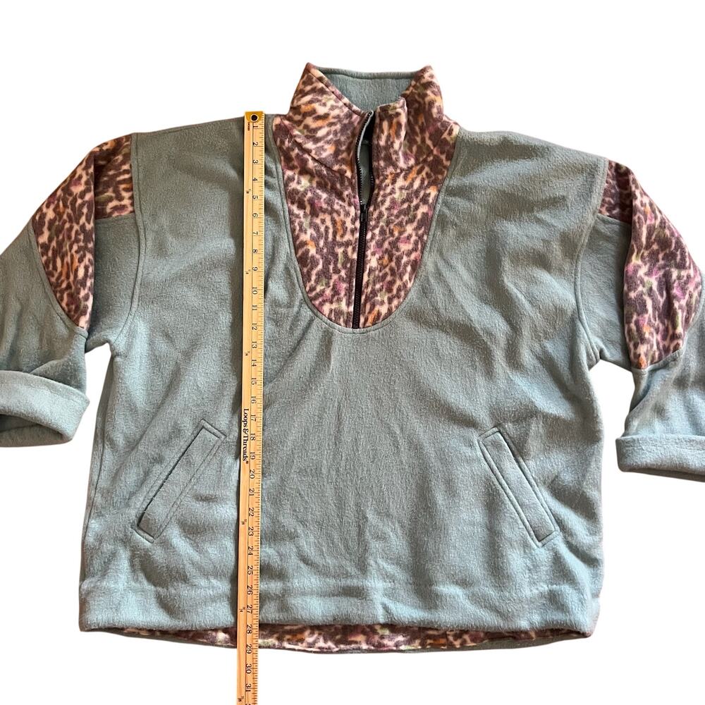 Sierra Pacific Quarter Zip Fleece Womens XL Blue Leopard Print Pullover Jacket - Picture 3 of 5